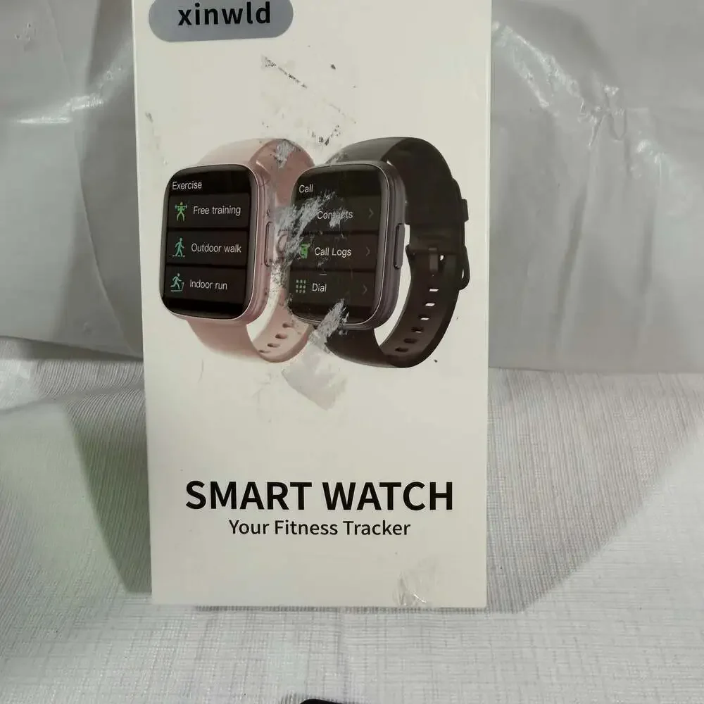 Smart Watch Fitness Tracker with Black Silicone Band